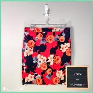 🎉HP🎉 🌺J. CREW Red/Pink Floral Pencil Skirt
